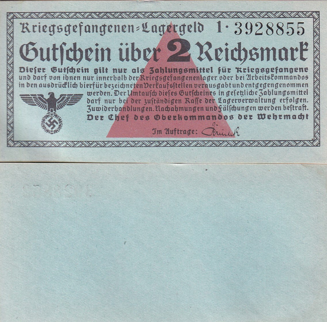Germany 2 Reichsmark ND 1939  Prisoners of War Capms P Ro519 a AUnc