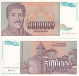 Yugoslavia 5 Million Dinara 1993 P 132 UNC