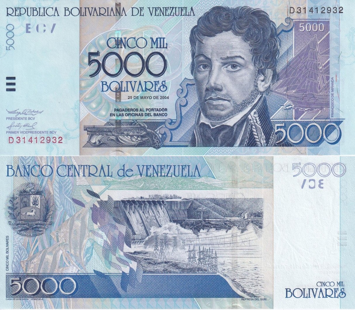 Venezuela 5000 Bolivares 2004 P 84 c UNC