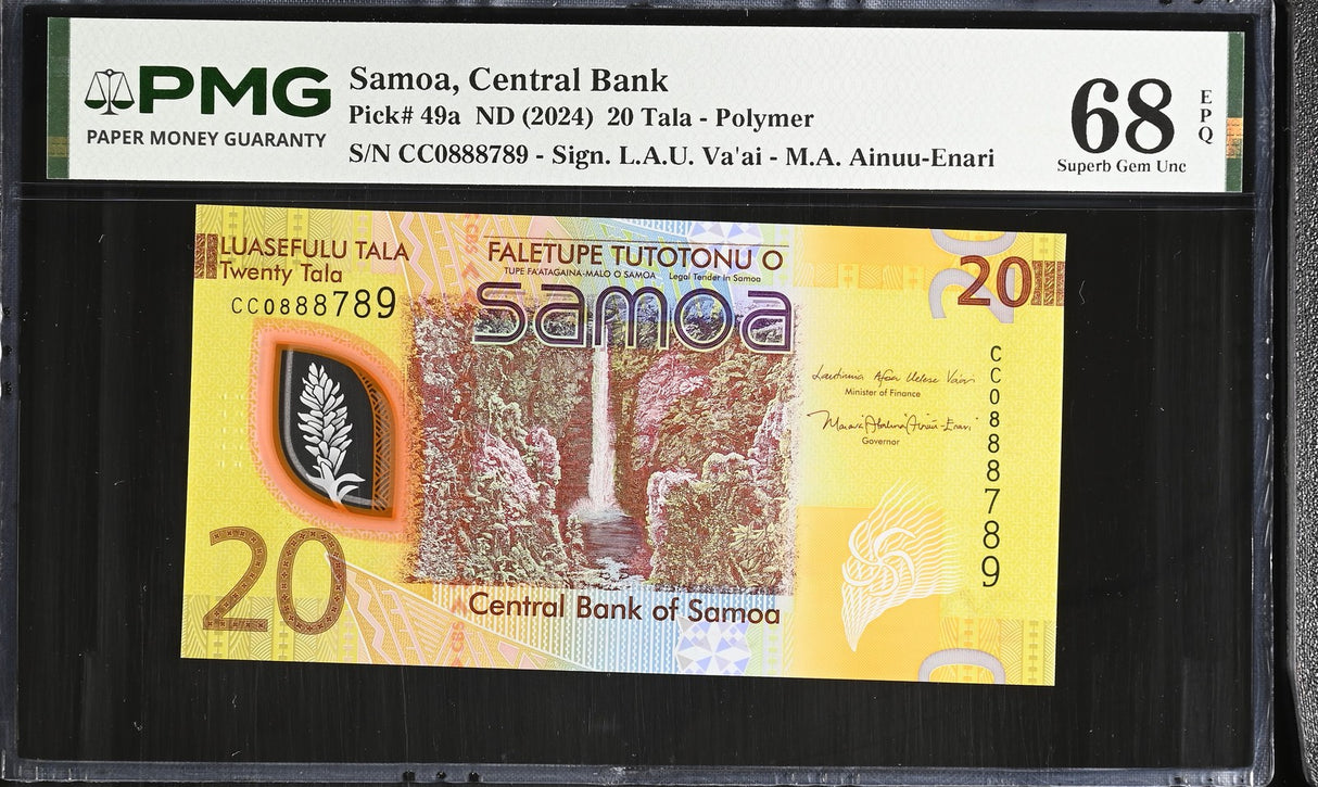 Samoa 20 Tala ND 2024 P 49 a #888789 Polymer Superb Gem UNC PMG 68 EPQ