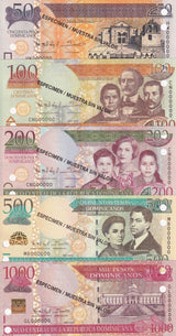 Dominican Set 5 UNC 50 100 - 1000 Pesos 2013 P 183 184 185 - P 187 SPECIMEN