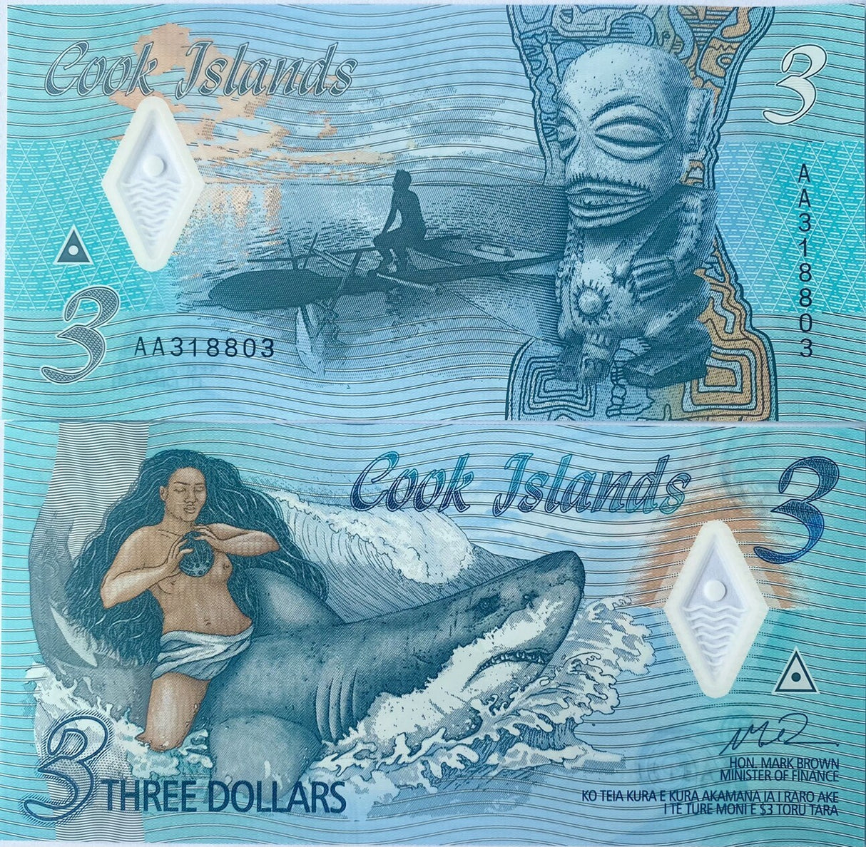 Cook Islands 3 Dollars ND 2021 P 11 Polymer UNC