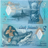 Cook Islands 3 Dollars ND 2021 P 11 Polymer UNC