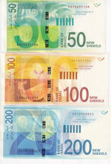 Israel Set 3 PCS 50 100 200 Shekels 2017 2020 P 66 P 67 P 68 UNC