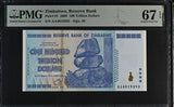 Zimbabwe 100 Trillion Dollars 2008 P 91 Superb Gem UNC PMG 67 EPQ