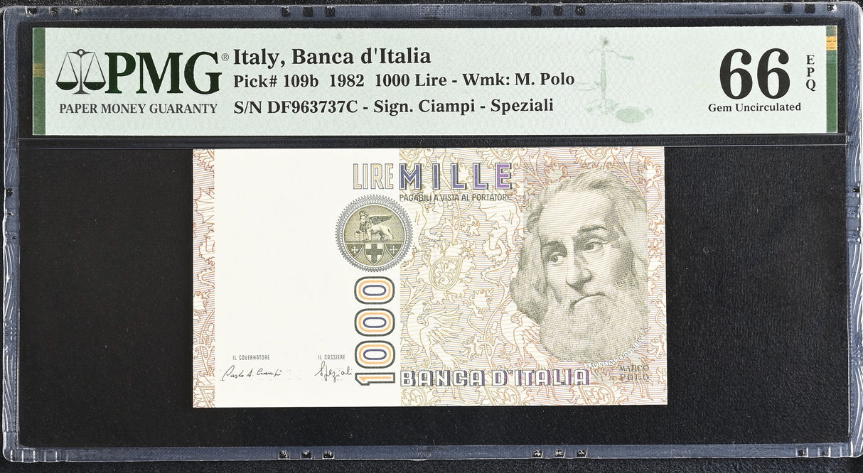 Italy 1000 Lire 1982 P 109 b Gem UNC PMG 66 EPQ