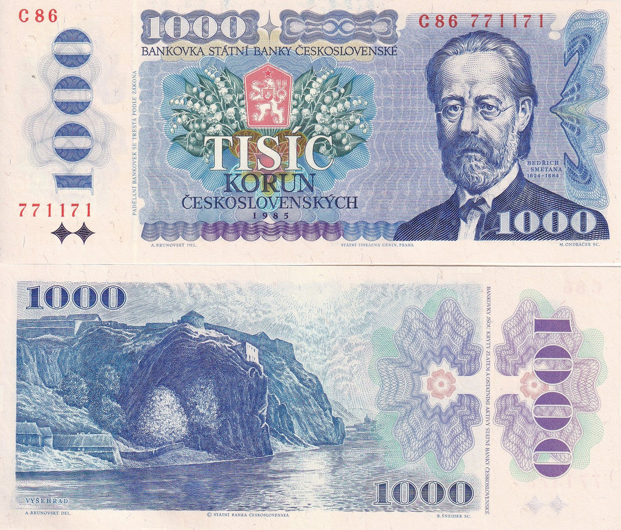 Czechoslovakia 1000 Korun 1985 P 98 UNC