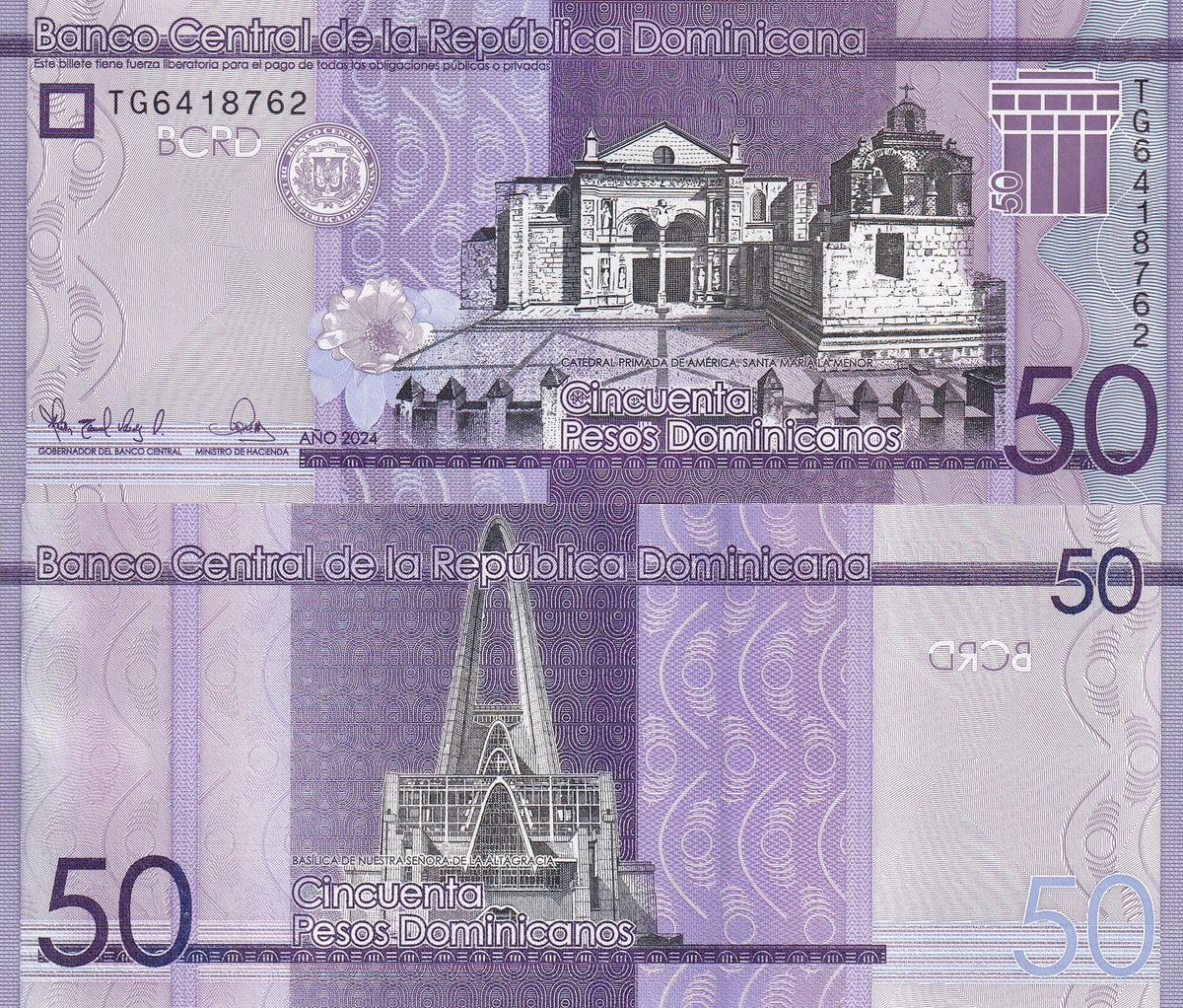 Dominican Republic 50 Pesos 2024 New Sign P 189 UNC