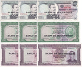 Mozambique Set 3 X LOT 3=15 AU-UNC 50 100 500 Escudos 1976 P 116 117 118