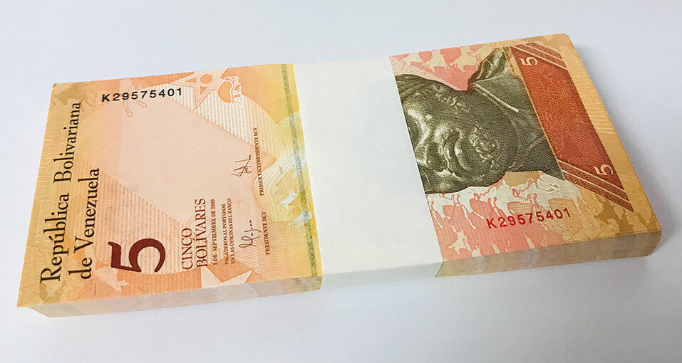 Venezuela 5 Bolivares Random Year P 89 d UNC LOT 25 PCS 1/4 Bundle