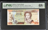 Belize 20 Dollars 2010 P 69 d Superb Gem UNC PMG 68 EPQ TOP POP