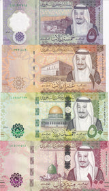 Saudi Arabia Set 4 Pcs 5 10 50 100 Riyals 2021 - 2024 P 46 P 47 P 48 P 49 UNC