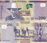 Namibia 200 Dollars 2018 P 15 UNC Captain Hendrik Witbooi,Parliament building