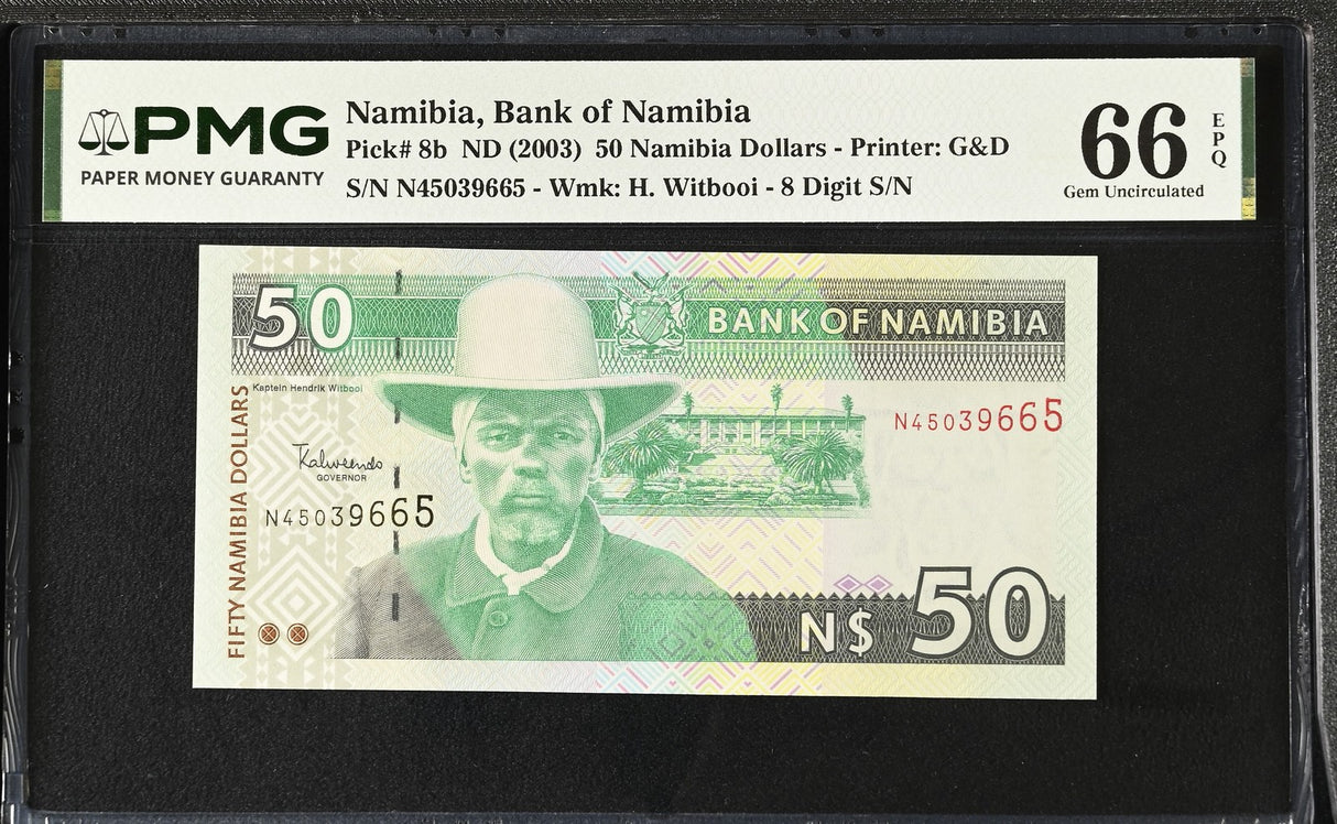 Namibia 50 Dollars ND 2003 P 8 b Gem UNC PMG 66 EPQ Printer G&D