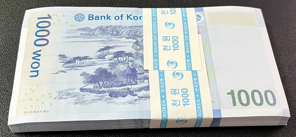 South Korea 1000 Won ND 2007 P 54 UNC LOT 100 PCS 1 Bundle