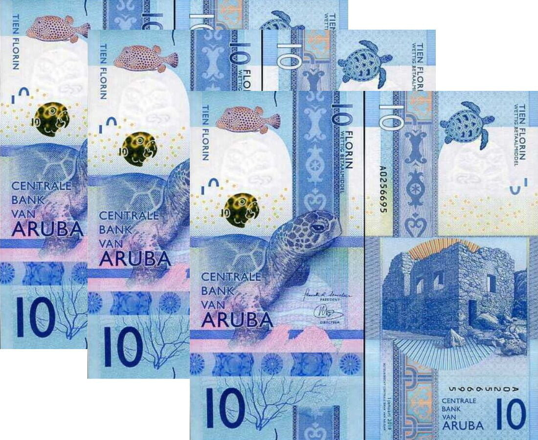 Aruba 10 Florins 2019 P 21 UNC LOT 3 PCS