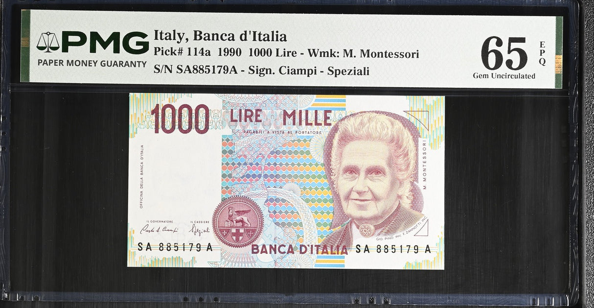 Italy 1000 Lire 1990 P 114 a SIGN CIAMPI-SPEZIALI Gem UNC PMG 65 EPQ