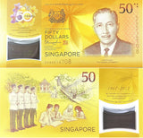 Singapore 50 Dollars ND 2017 P 62 Polymer  First prefix AA Commemorative UNC