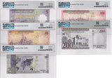 Saudi Arabia Set 5; 5-20 100 200 Riyals 2017-24 P 43 -47 49 Gem UNC 65 66 67 EPQ