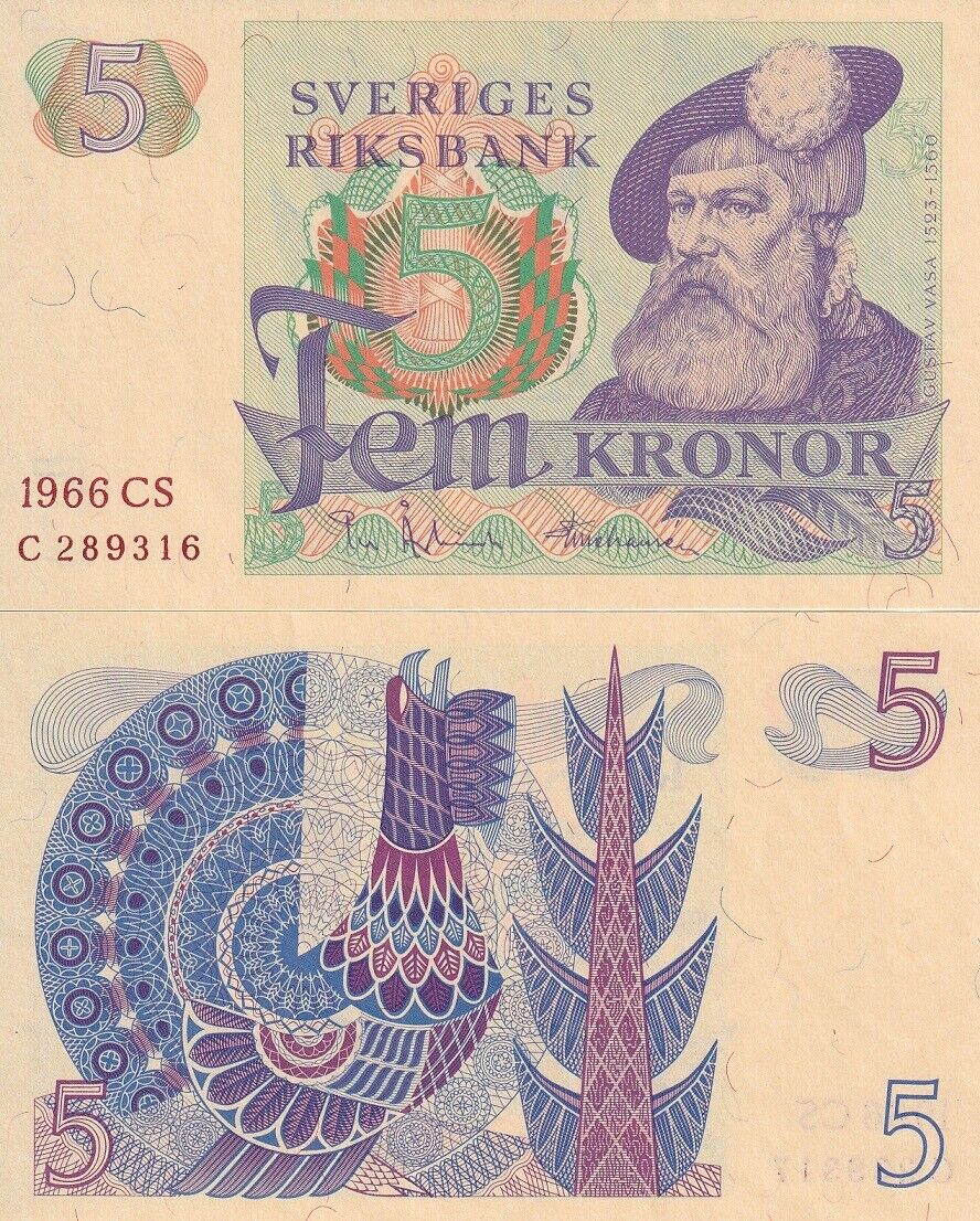 Sweden 5 Kronor 1966 P 51 AUnc
