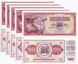 Yugoslavia 100 Dinara 1986 P 90 c UNC LOT 5 PCS