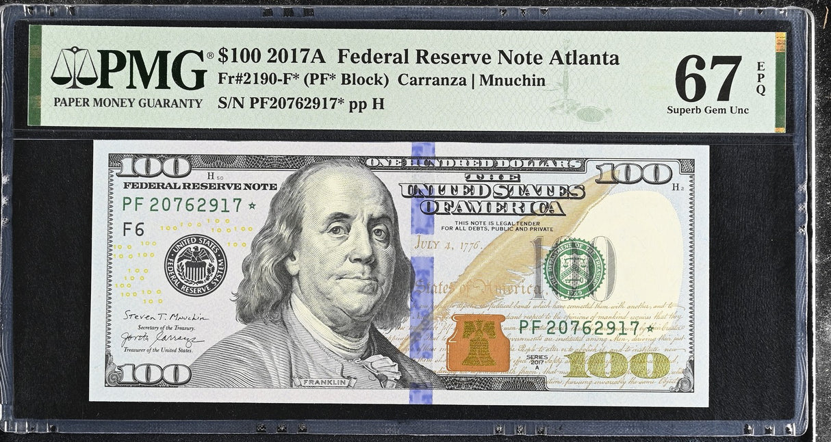 United States 100 Dollars USA 2017A P 548 Atlanta Rep* Superb Gem UNC PMG 67 EPQ