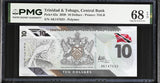 Trinidad & Tobago 10 Dollars 2020 Polymer P 62 a Superb Gem UNC PMG 68 EPQ