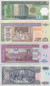 Guatemala Set 4 UNC 1 5 10 20 Quetzales Random Date P 115 P 122 P 123 124