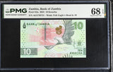 Zambia 10 Kwacha 2024 P 62 a AE Prefix Superb Gem UNC PMG 68 EPQ