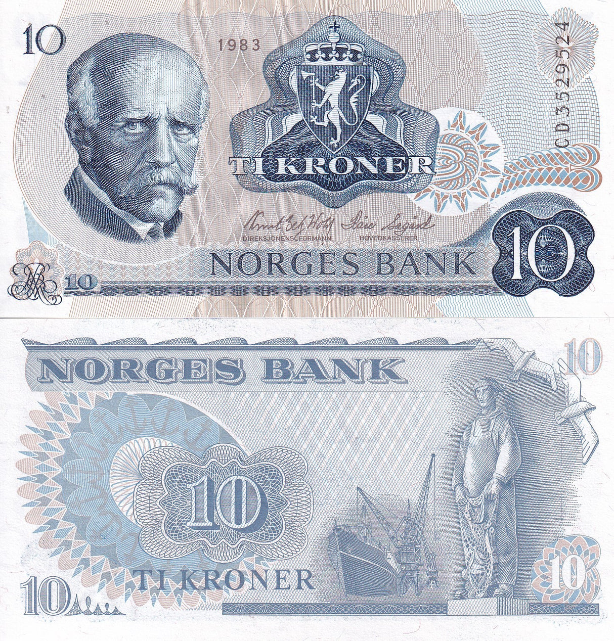 Norway 10 Kroner 1983 P 36 c UNC