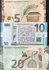 Azerbaijan Set 3 Pcs 5 10 20  Manat ND Random Year P 33 39 41 UNC