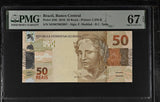 Brazil 50 Reais 2010 P 256 i Superb Gem UNC PMG 67 EPQ