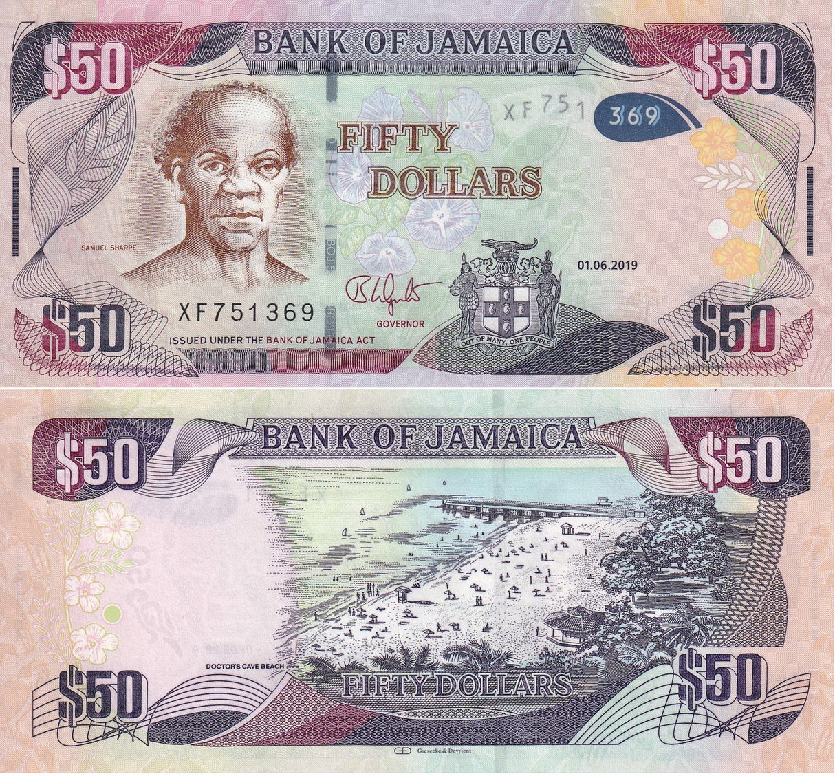 Jamaica 50 Dollars 2019 P 94 UNC