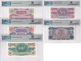 Great Britain Set 5, 2 5 10 Sh. 1 5 Pound P M19-M23 Gem UNC PMG 65 66 67 EPQ