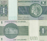 Brazil 1 Cruzeiro ND 1980 P 191Ac Sign 20 UNC With Yellow Tone