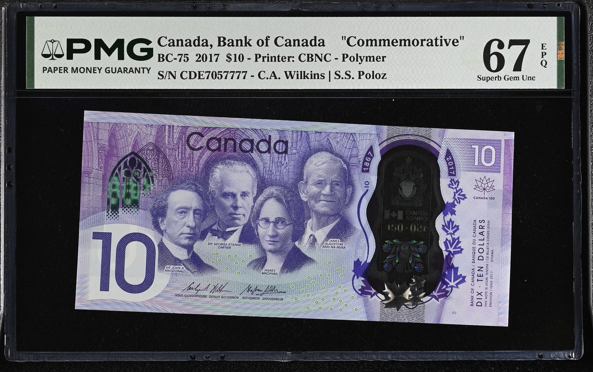 Canada 10 Dollars 2017 P 112 ENDING 7777 Commemorative Superb Gem UNC PMG 67 EPQ