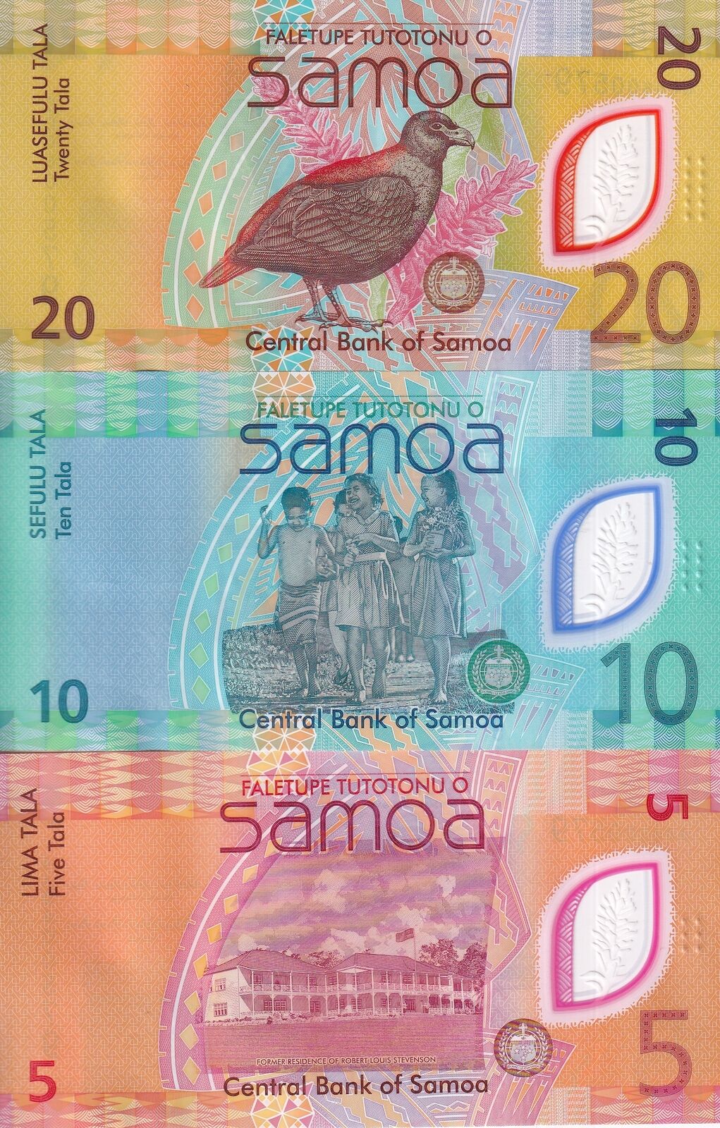 Samoa SET 3 UNC 5 10 20 Tala 2024 P 50 51 52 Polymer CHOGM Comm With FOLDER