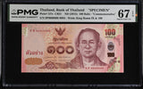 Thailand 100 Baht ND 2015 P 127 s SPECIMEN # 94 Comm. Superb Gem UNC PMG 67 EPQ