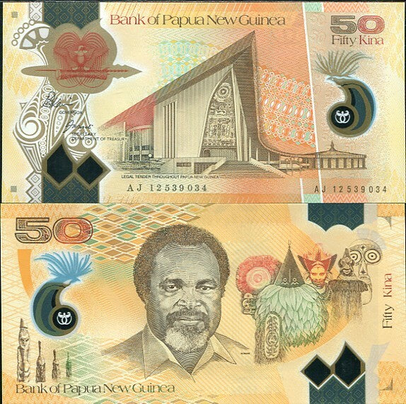 Papua New Guinea 50 Kina 2012 P 32 b Polymer UNC , Parliament , Port Mores