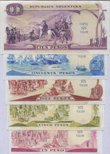 Argentina Set 5 Pcs 5 10 50 100 PESO FANTASY SAN MARTIN