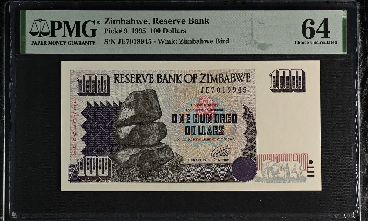 Zimbabwe 100 Dollars 1995 P 9 Choice UNC PMG 64