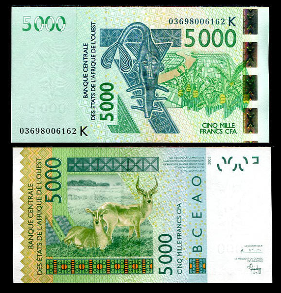 WEST AFRICAN STATES (WAS); SENEGAL 5000 5,000 FRANCS 2003/2003 P 717 K UNC
