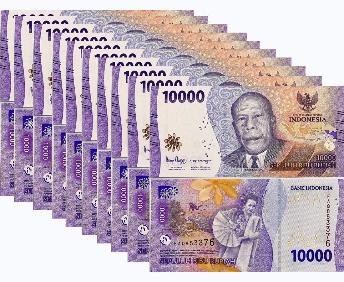 Indonesia 10000 Rupiah 2022 / Random Year P 165 UNC LOT 10 PCS