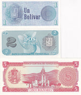 Venezuela Set 3 PCS 1 2 5 Bolivares Random Year P 68 P 69 P 70 UNC