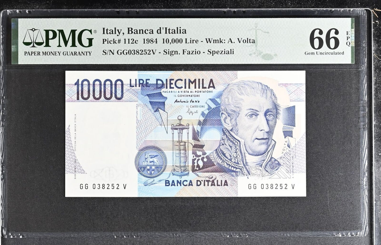 Italy 10000 Lire 1984 P 112 c Fazio & Speziali Gem UNC PMG 66 EPQ