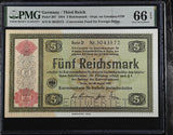 Germany 5 Reichsmark 1934 P 207 Gem UNC PMG 66 EPQ