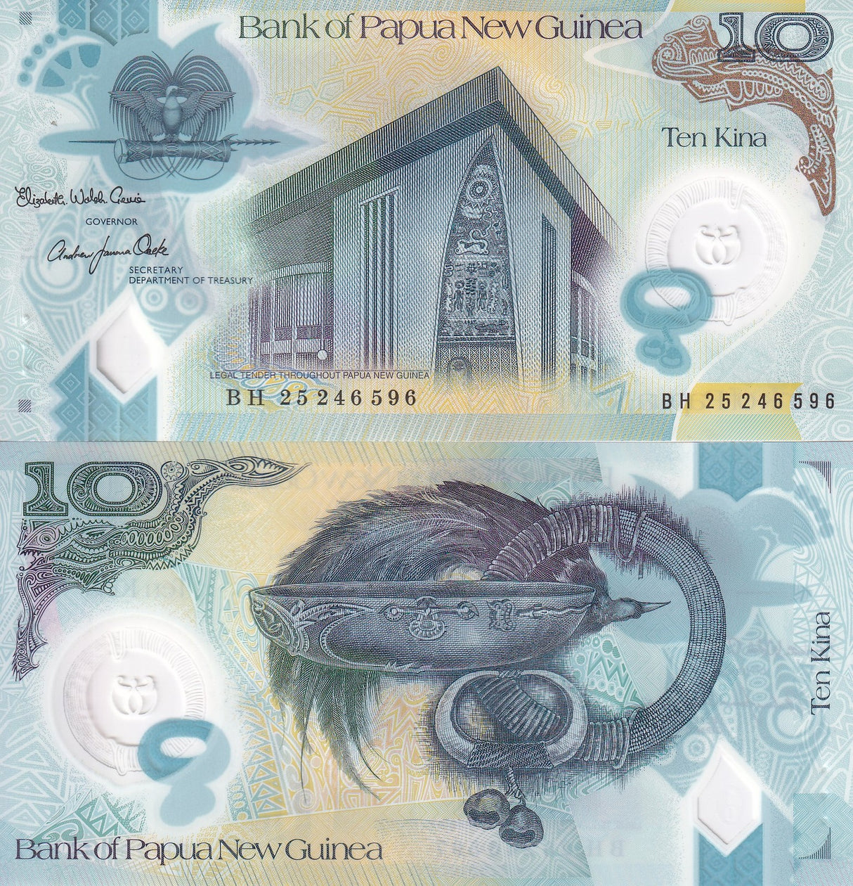 Papua New Guinea 10 Kina 2025 P 52 Polymer NEW Sign UNC