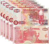 Zambia 50 Kwacha 2010 P 37 i UNC LOT 5 PCS