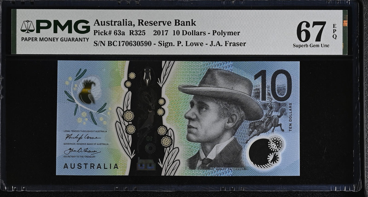 Australia 10 Dollars 2017 P 63 a Polymer Superb Gem UNC PMG 67 EPQ