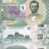 USA ILLINOIS 50 DOLLARS 2016 STATE 21st Abraham Lincoln POLYMER